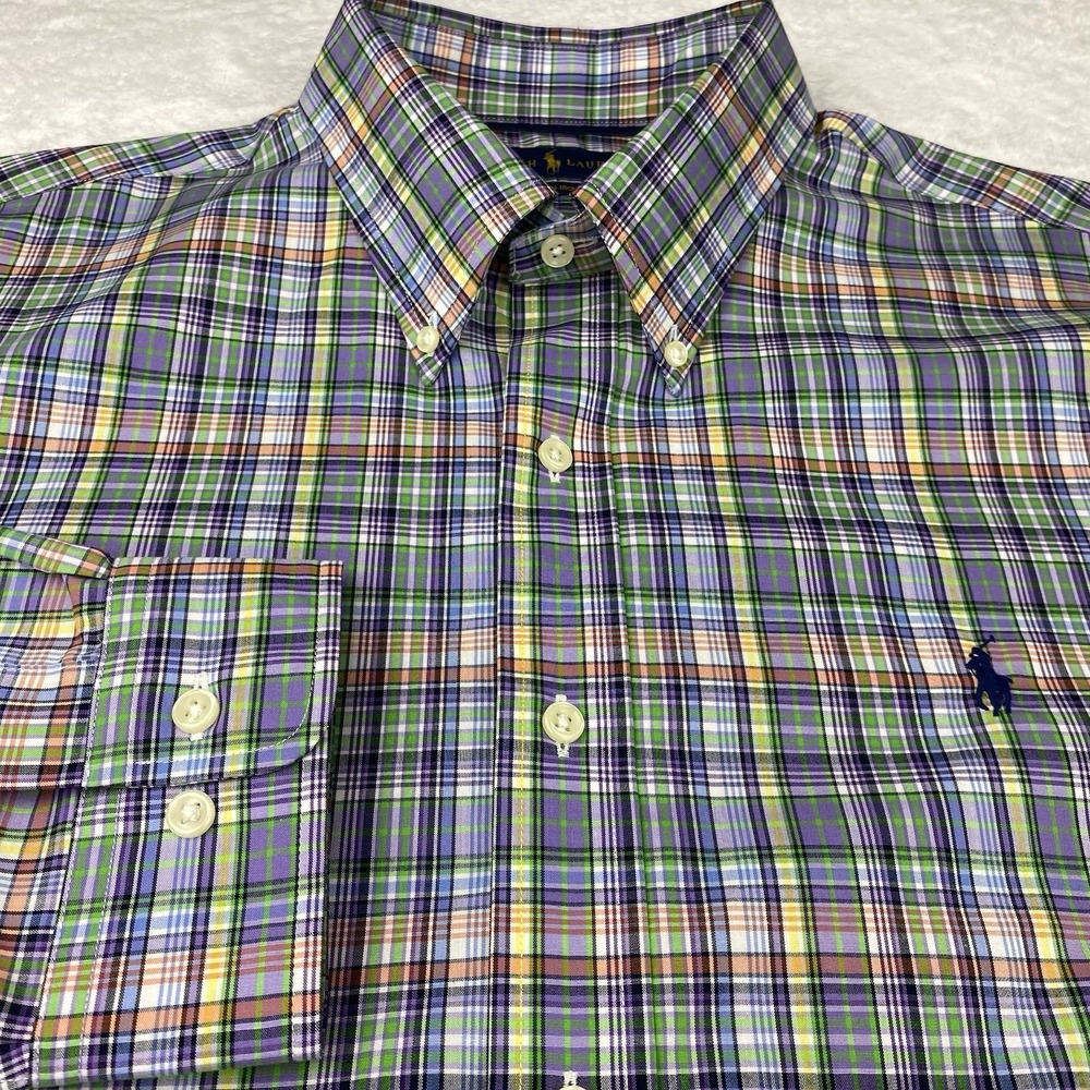Ralph Lauren Shirt Mens XL Multicolor Plaid No Iron Long Sleeves - Picture 4 of 9